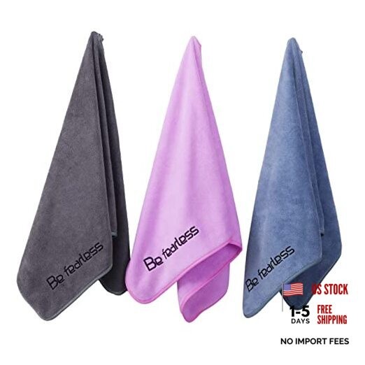 Microfiber Gym Towels Bigger Size Super Soft 3P-15×31 inches Grey+blue+purple