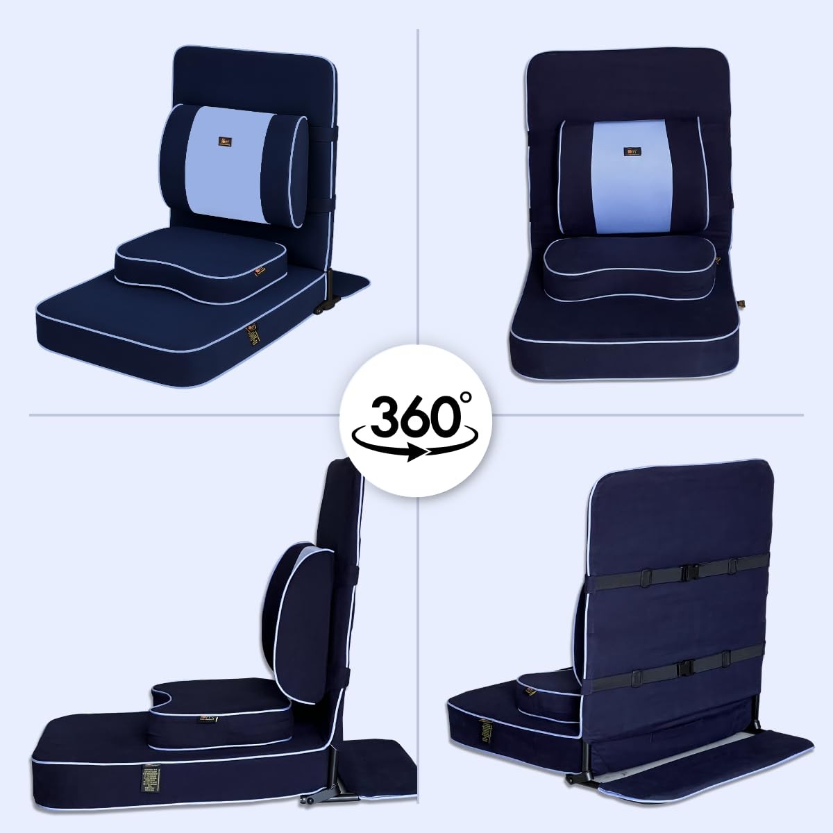 Extra Large Meditation Chair Floor Back Support Yoga Cushion Navy Blue 24×22