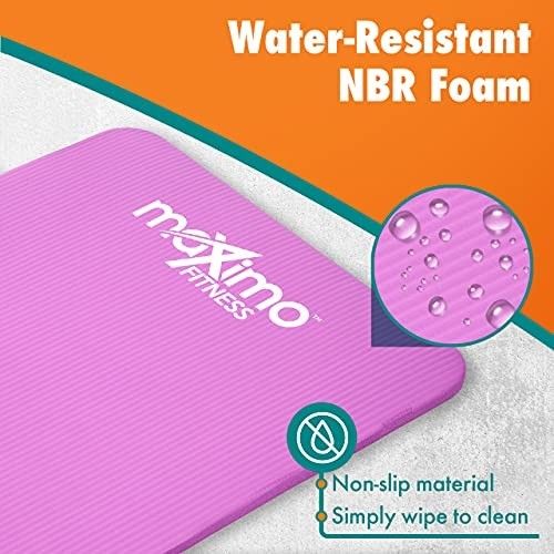 Exercise Mat 183cm x 60cm 12mm Thick NBR Foam Yoga Pilates Stretching Mat with