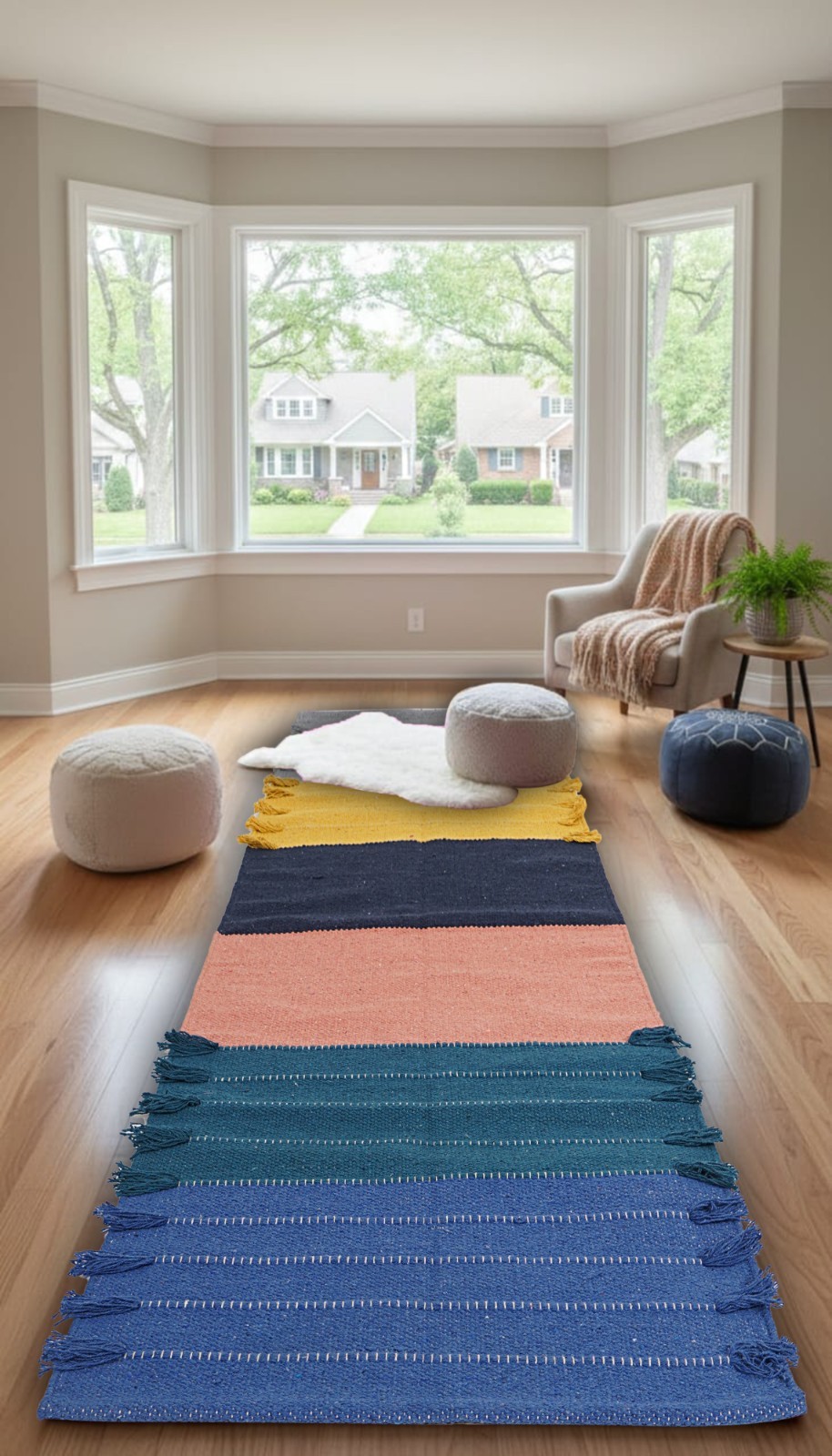 Yoga Mat Thick Non Slip Organic Cotton Exercise Workout Mat Pilates Rug 2×6 FT