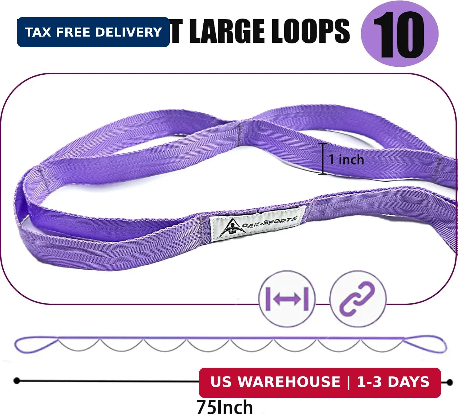Stretching Strap Yoga Strap with Loops, Stretch Straps for Physical Therapy, Non