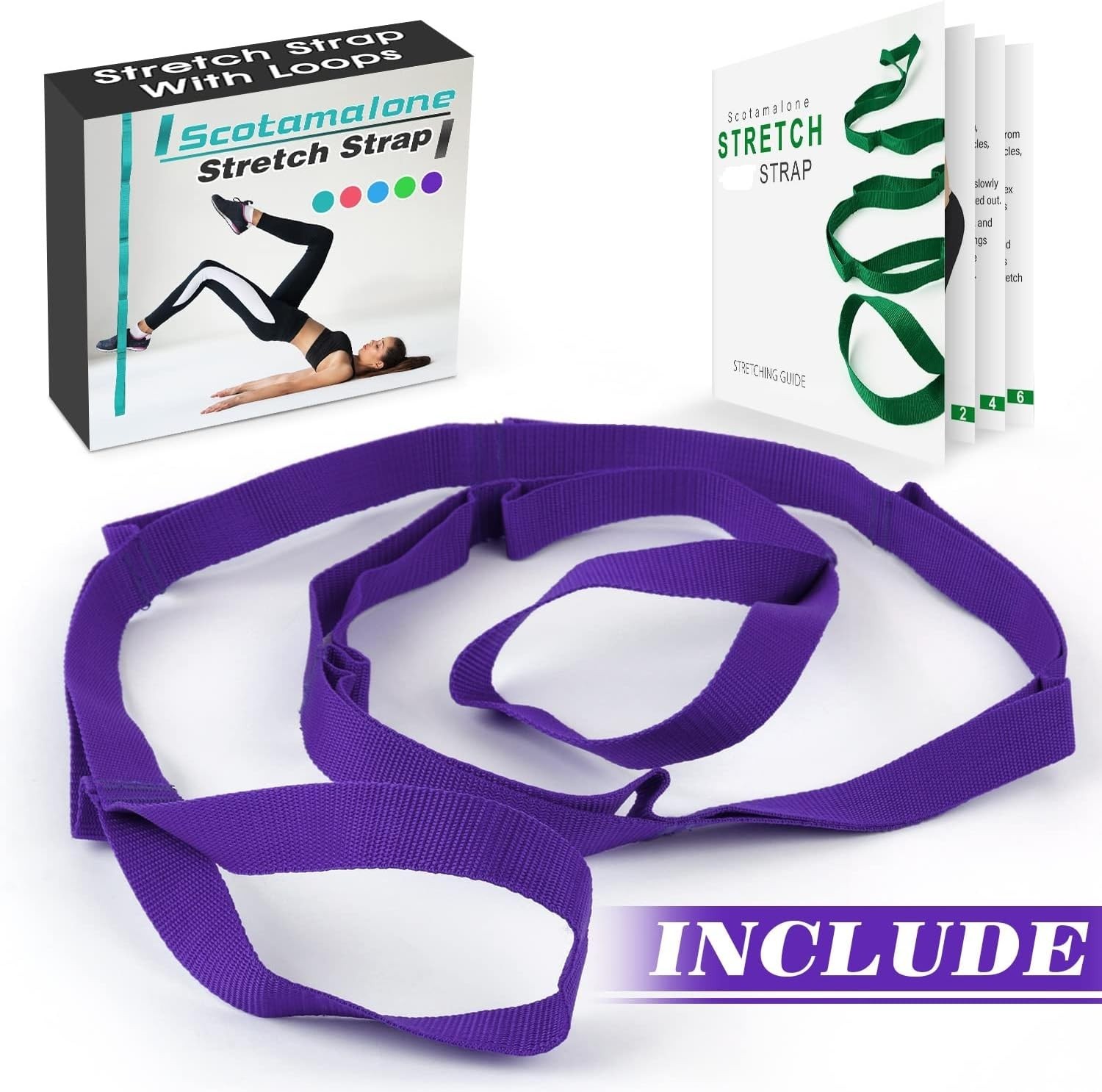 Yoga Stretching Strap – 10 Loops for Enhanced Flexibility & Recovery