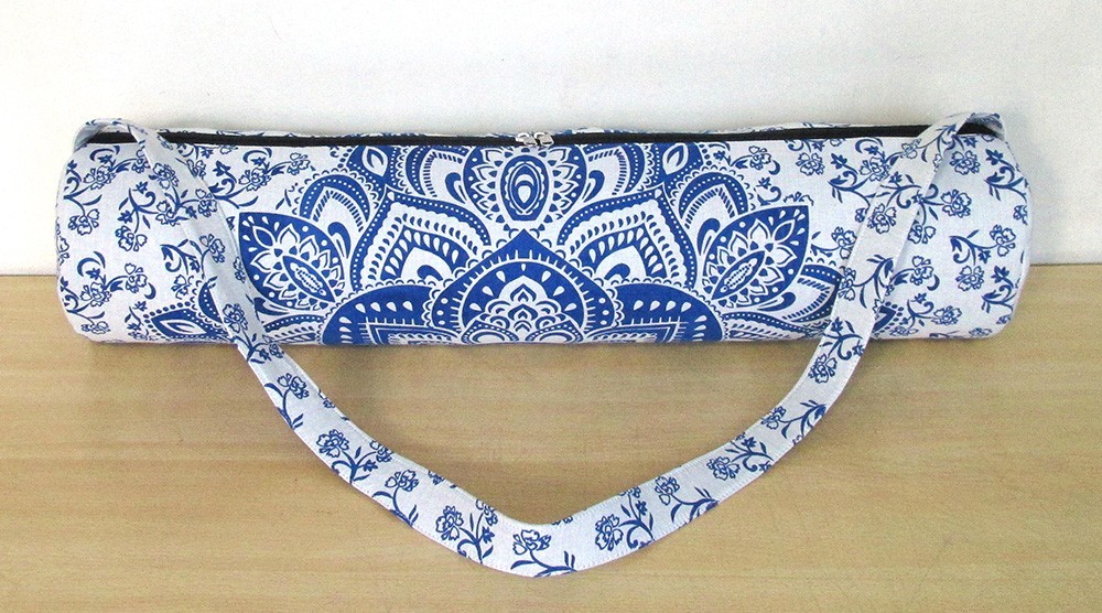 Blue Ombre Yoga Mat Carrier Bag Hippie Mandala Cotton Bag With Shoulder Strap US