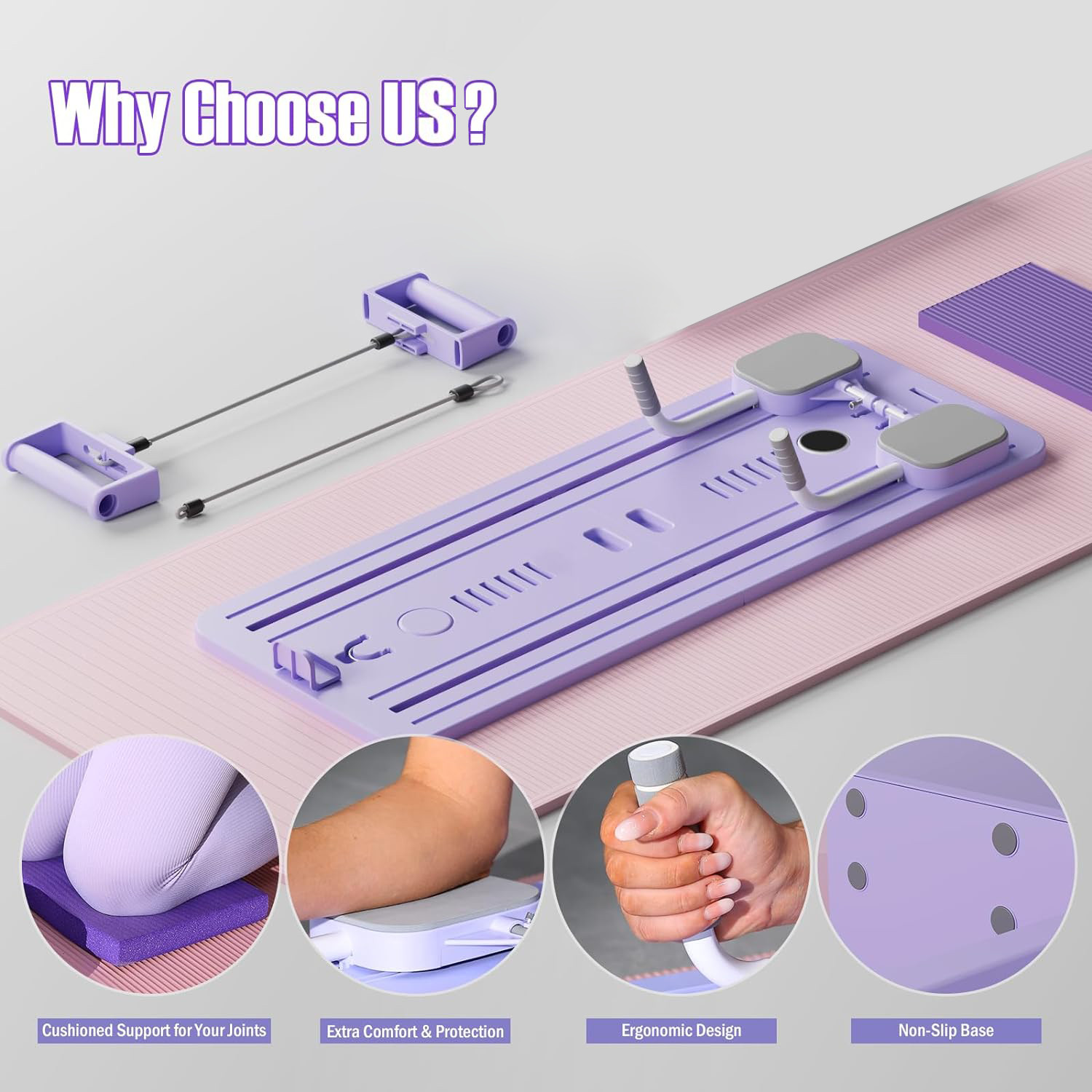 6 in 1 Multi-Purpose Foldable Pilates Reformer Board Set With Timer