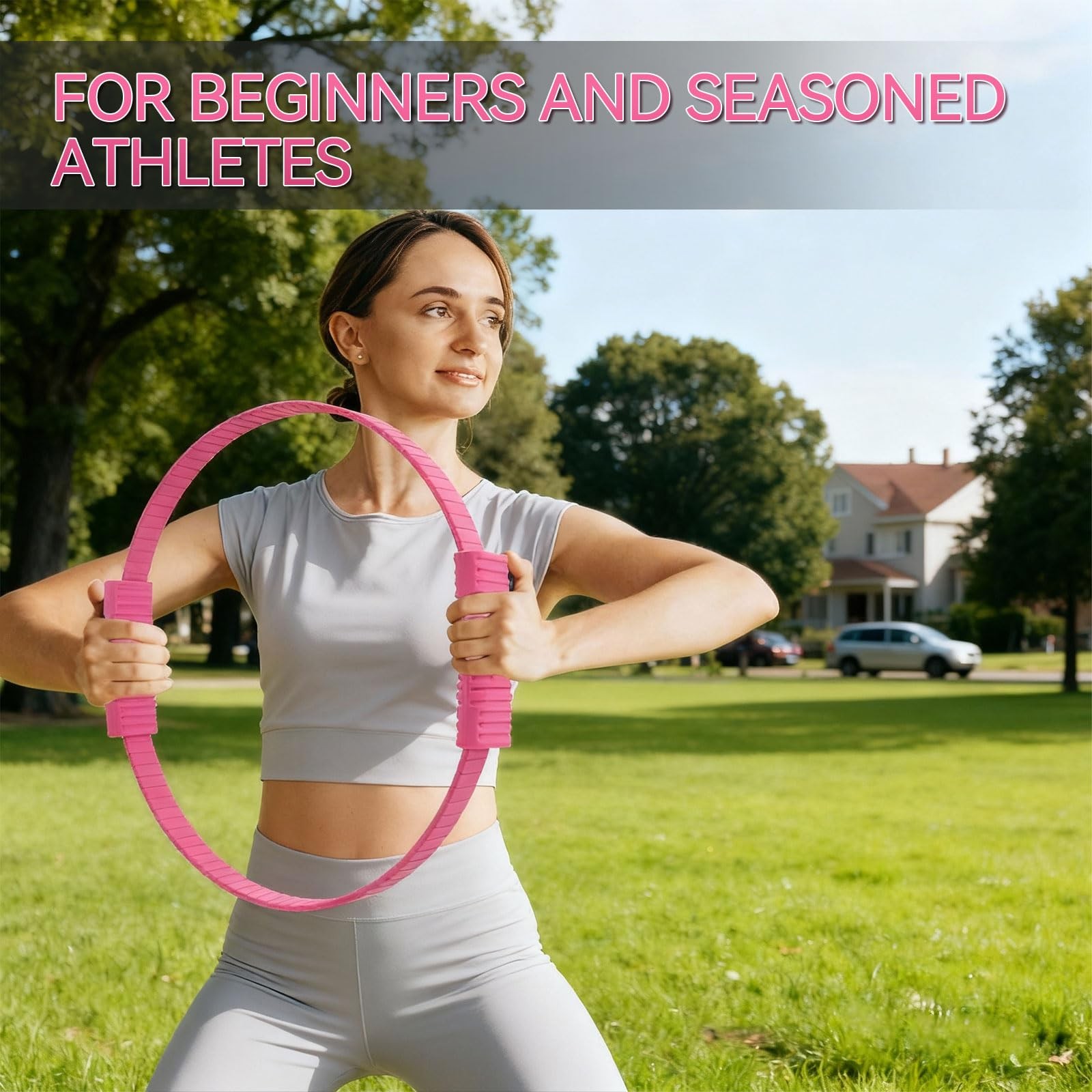 Zmarthumb Pilates Ring, 13.5&Prime; Silicone Magic Fitness Circle with Pink