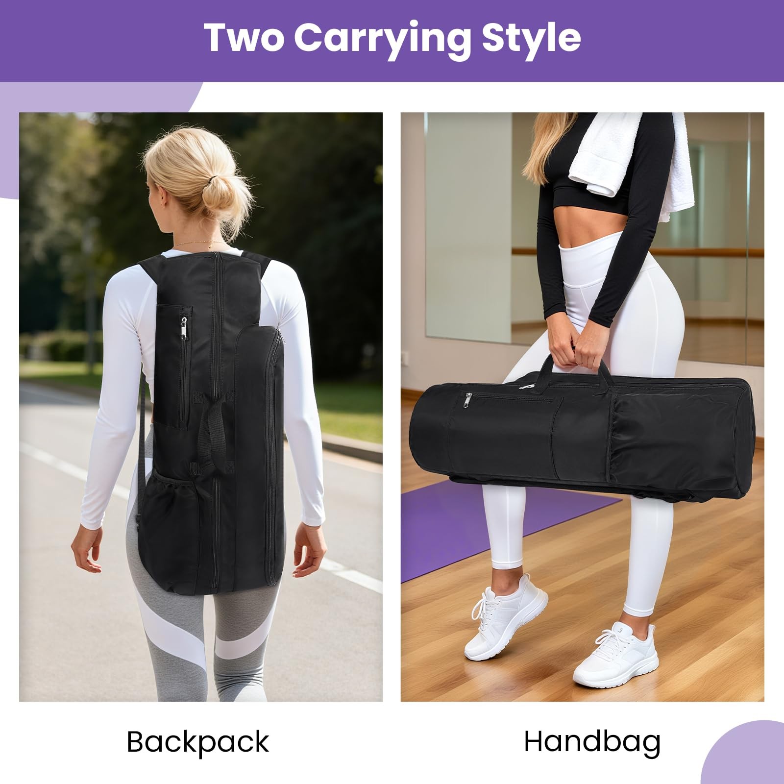 Yoga Mat Bag Backpack For Women Men MultiPockets Carrier For Gym Pilates