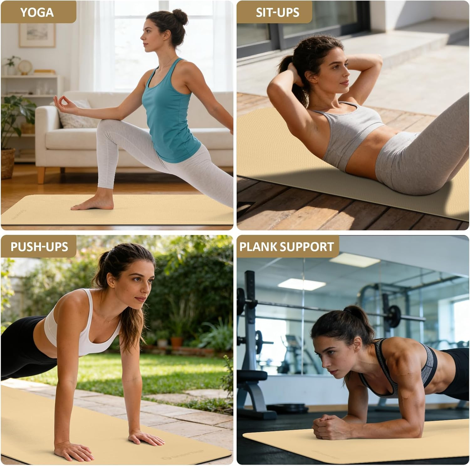 Yoga Mat Non Slip, 72&Prime;L X 24&Prime;W X 0.24&Prime;/0.32&Prime;TH, Anti-Tear Exercise Mat with Carr