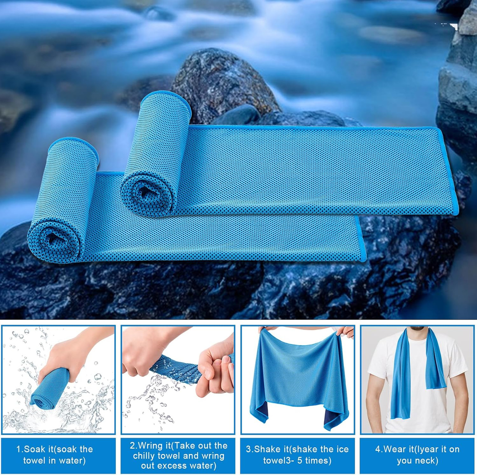 Cooling Towel Microfiber 40×12 Ice Chilly Breathable Sport Sweat Absorbent Gym