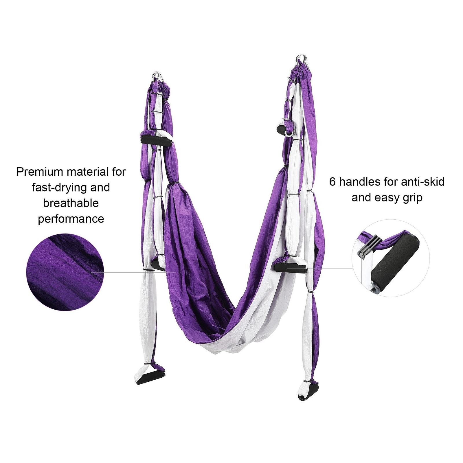 ZELUS Aerial Yoga Swing Sling Strong Yoga Hammock Kit Set Trapeze Inversion E…
