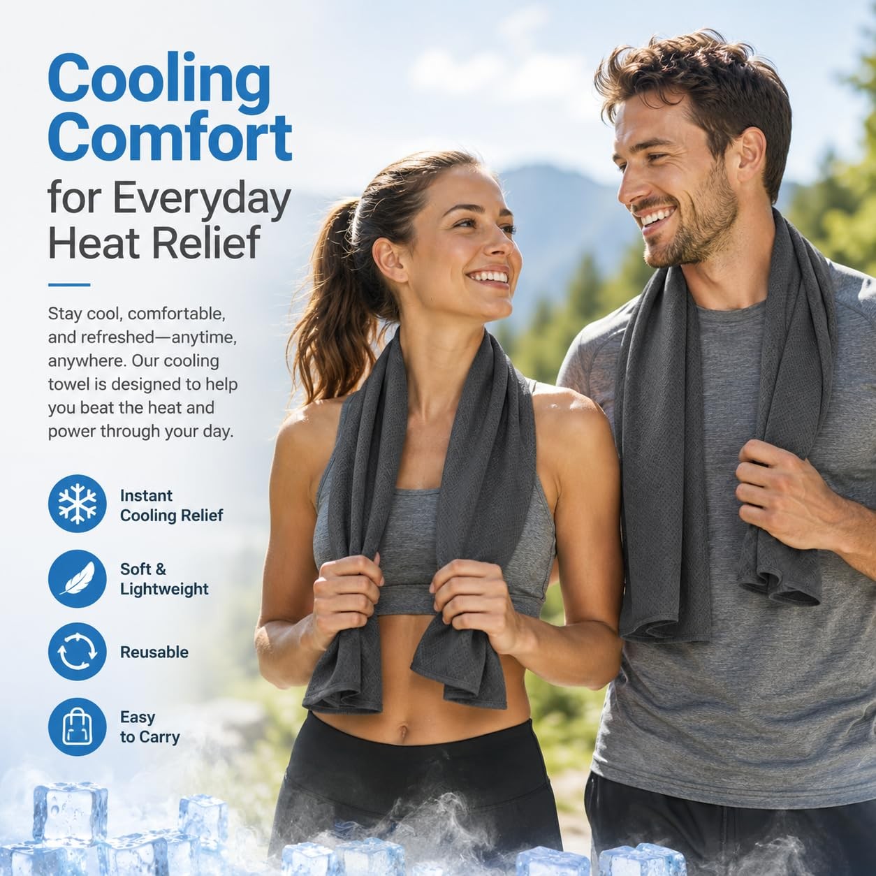 Cooling Towel 43.3&Prime; x 15.7&Prime; – Ice Sweat for Neck 43.3&Prime;X15.7&Prime;, Dark-gray