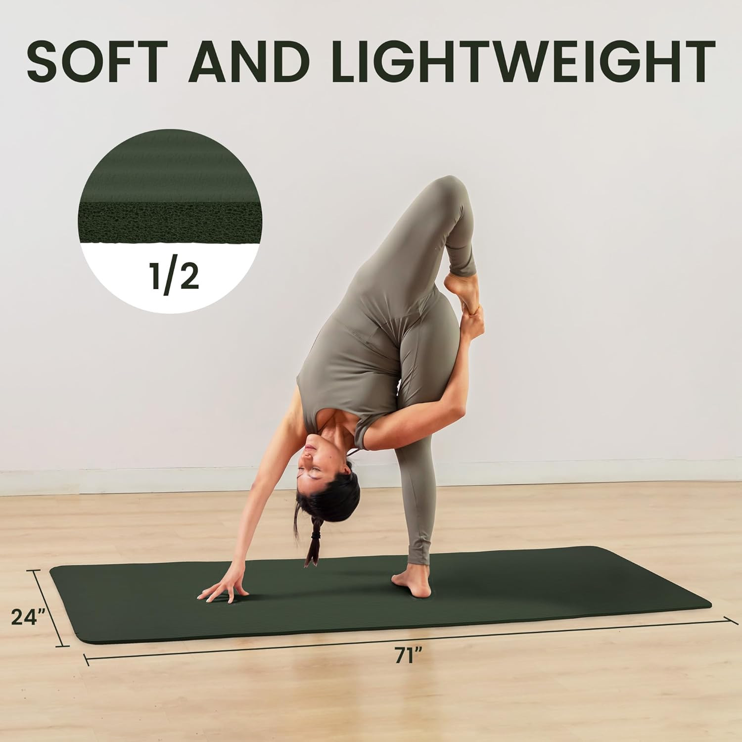 Fitvids Yoga Mat, 1/2-Inch Extra Thick High Density Exercise Mat, Anti-Tear Exer