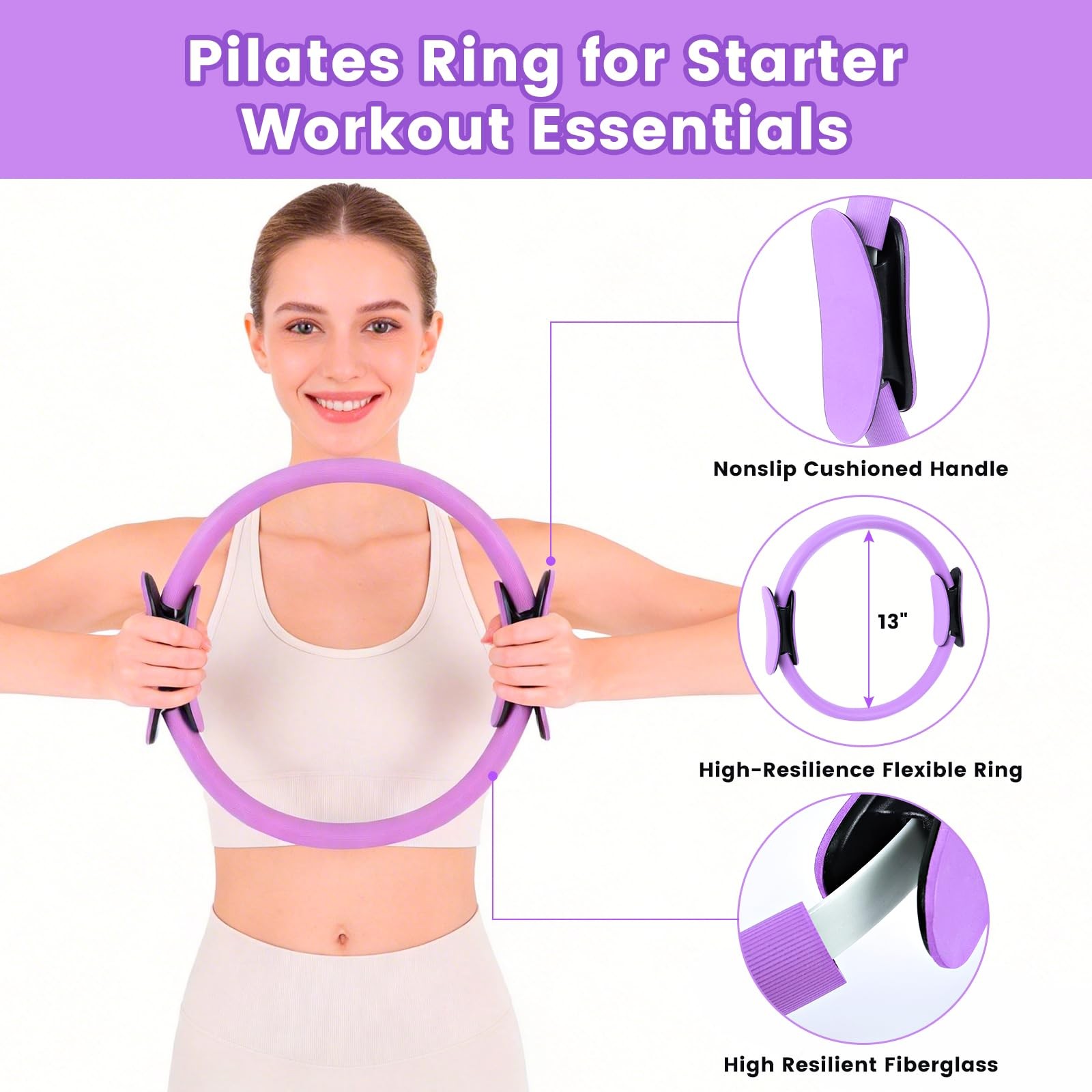 Pilates Kit for ome Workouts,13&Prime; Anti-Deformation Premium Circle,9.84&Prime; Pilate…