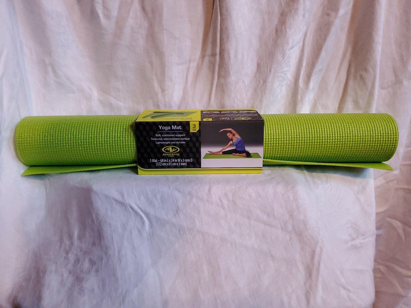 Athletic Works Yoga Mat 3MM 68&Prime;x24&Prime; Cushion Textured Slip Resistant Lot of 2