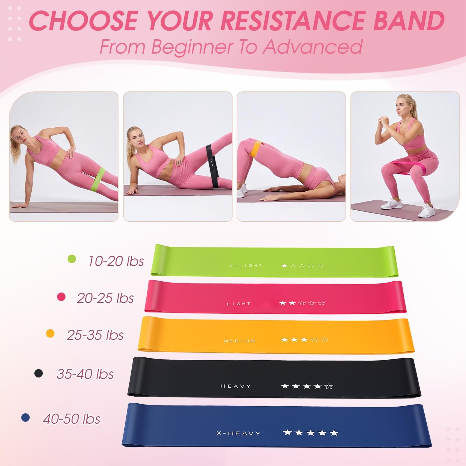 Pilates Equipment Kit for ,28PCS,Home Workout,Pink