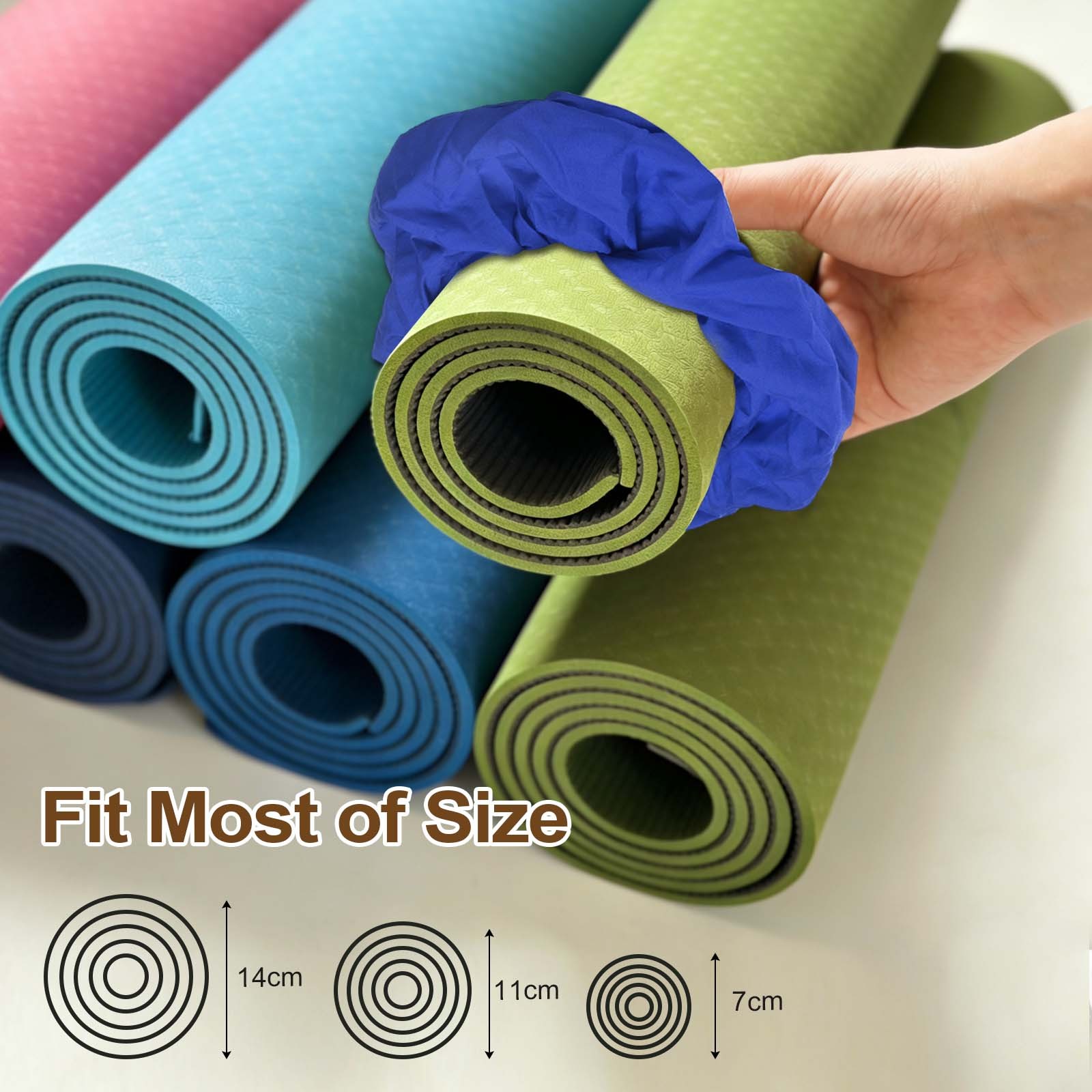 Yoga Mat Scrunchy, Yoga Mat Strap Band 2 Pcs & Cotton & Black & Brown
