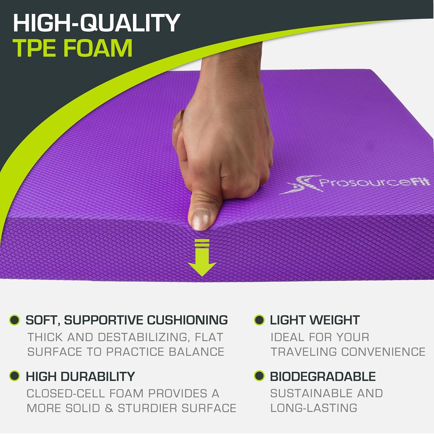 ProsourceFit Exercise Balance Pad Large Cushioned Non-Slip Foam Mat 15×19