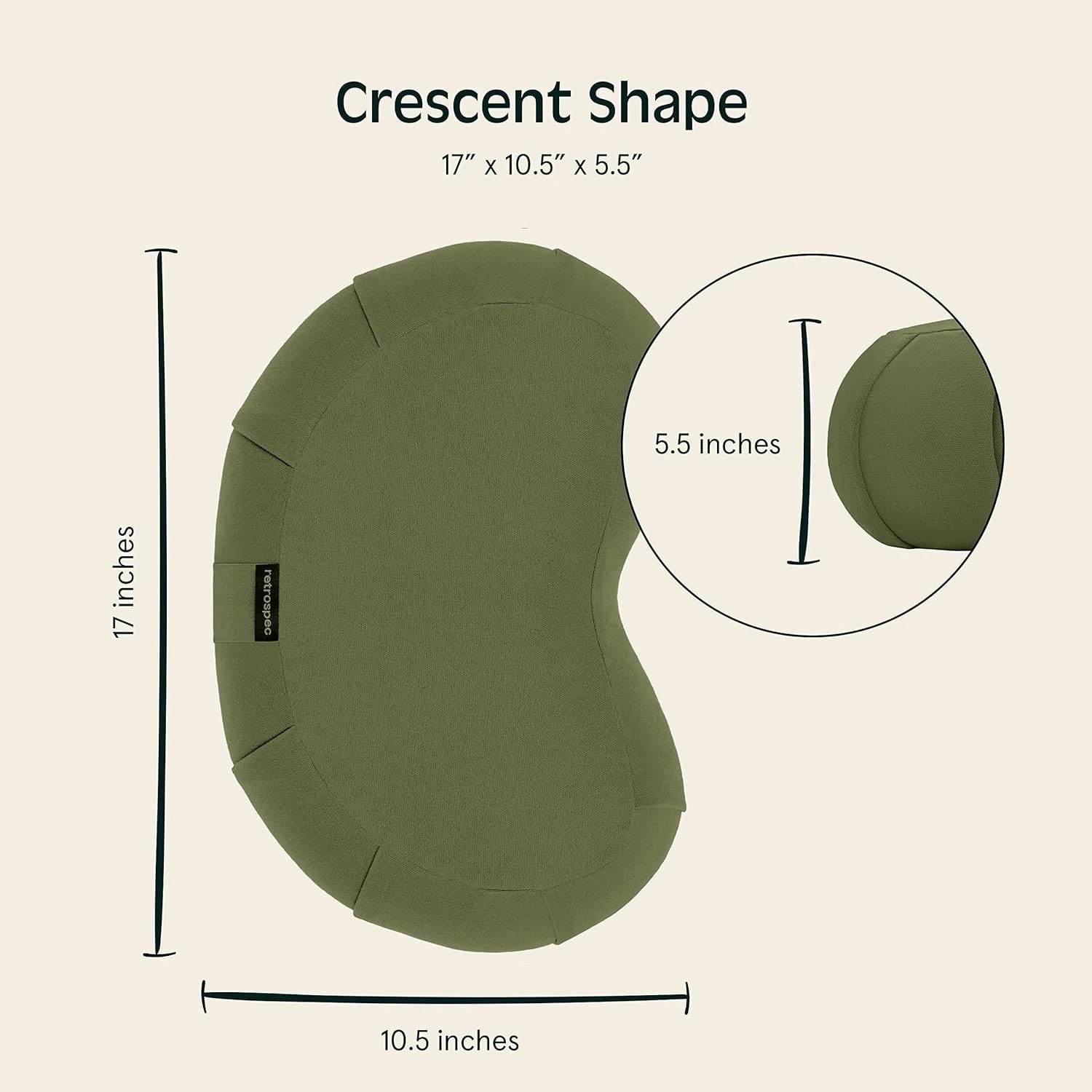 Eco-Friendly Sedona 17in Crescent Meditation Cushion with Adjustable Firmness