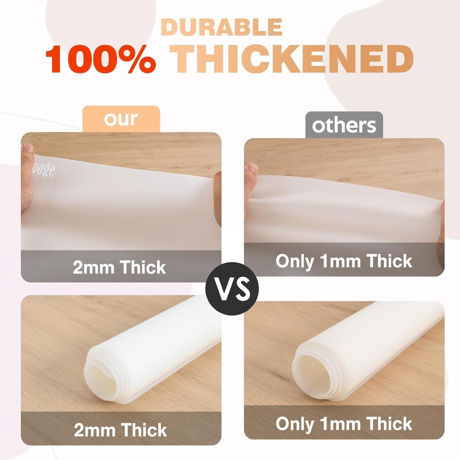 2MM Extra Thick Silicone Mats for Kitchen Counter Heat Resistant Mat, 23.6&Prime; x…