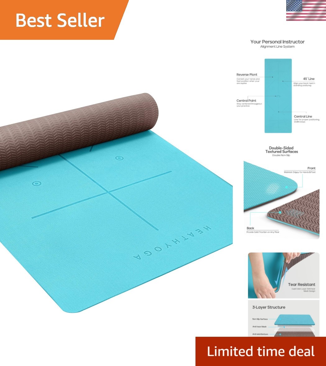 Yoga Mat Non Slip TPE Pilates Exercise Mats for Home Workout Gym Fitness Eco …