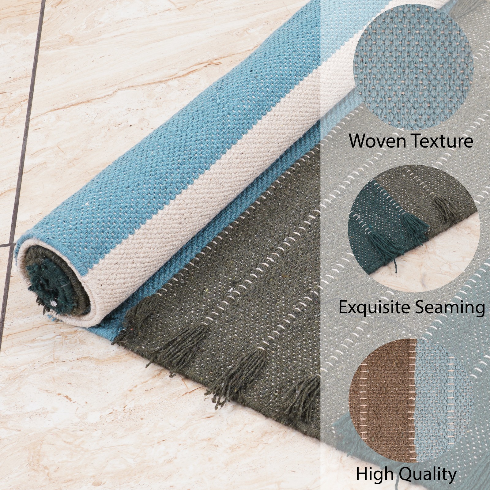 Yoga Mat Thick Non Slip Cotton Exercise Workout Mat Pilates Rug 2×6 FT