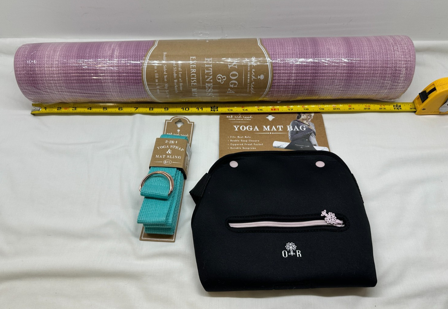 Oak and Reed Yoga and Fitness Exercise Mat Set (24&Prime;x68&Prime;x4mm) – Sling and Bag