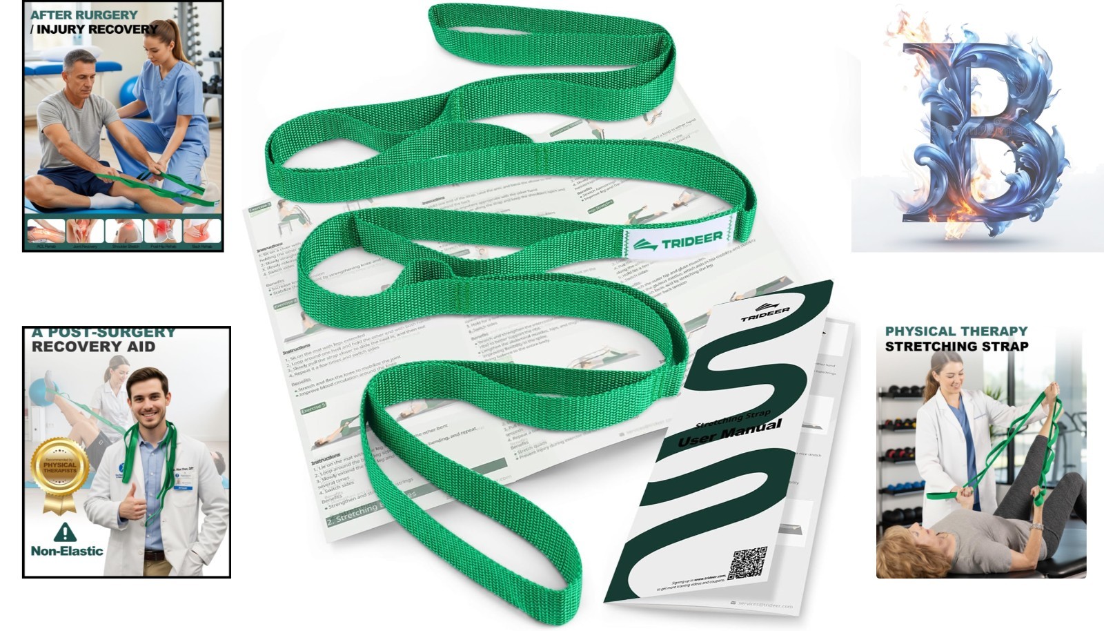 Sturdy Stretching Strap: Ideal for Knee Rehabilitation and Home Yoga Practice