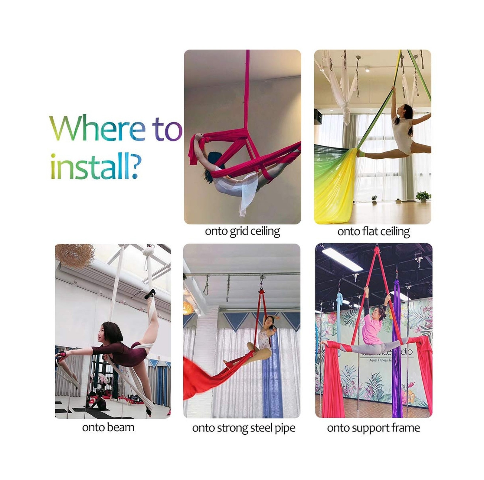 Aerial Silks Deluxe Equipment Set for Aerial Yoga,11 yards Aerial Yoga Hammoc…