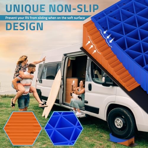RV Camper Levelers, 2 Packs RV Leveling Blocks Heavy Duty & Blue-Orange