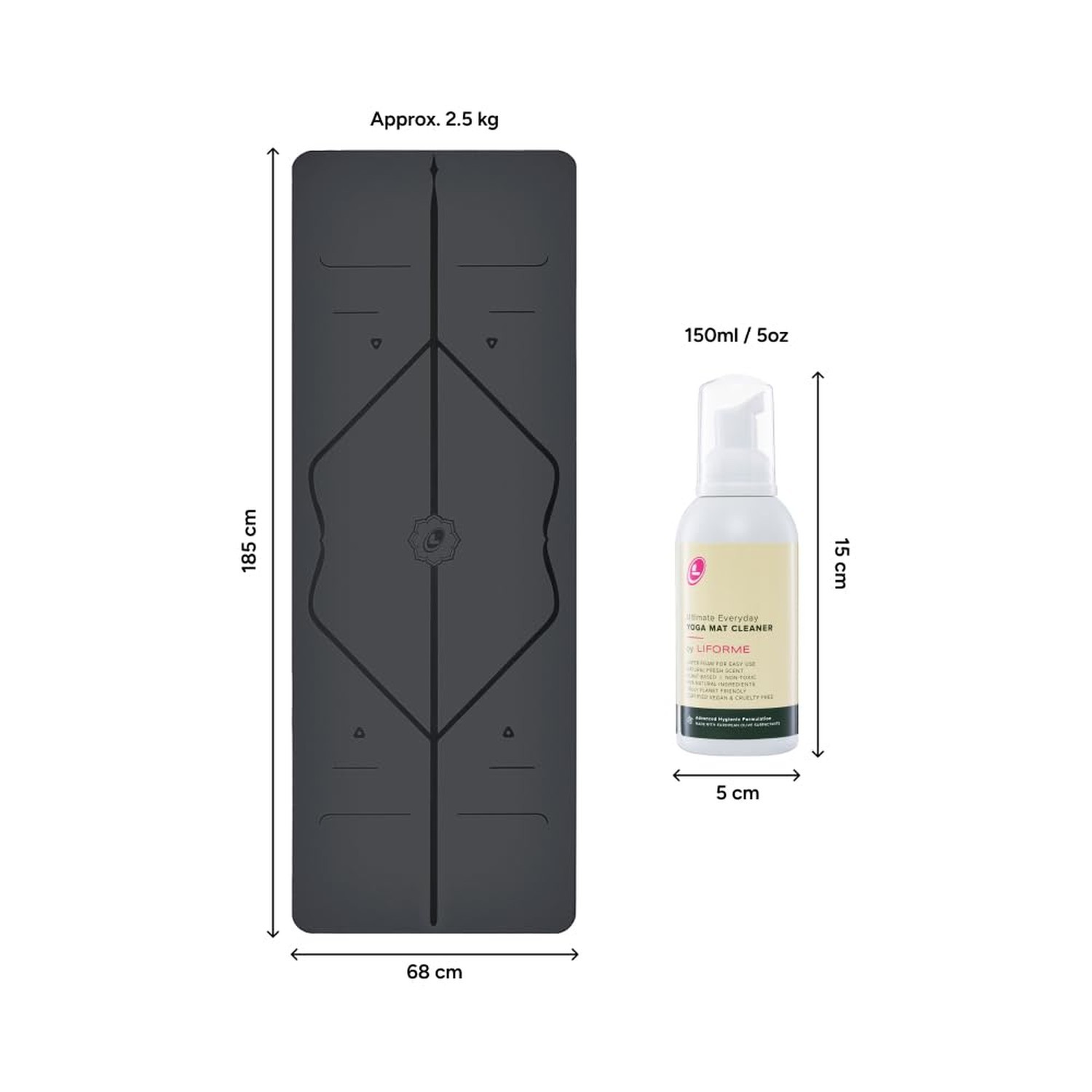 LIFORME Original Yoga Mat & Ultimate Everyday Yoga Mat Cleaner- Bundle Pack R