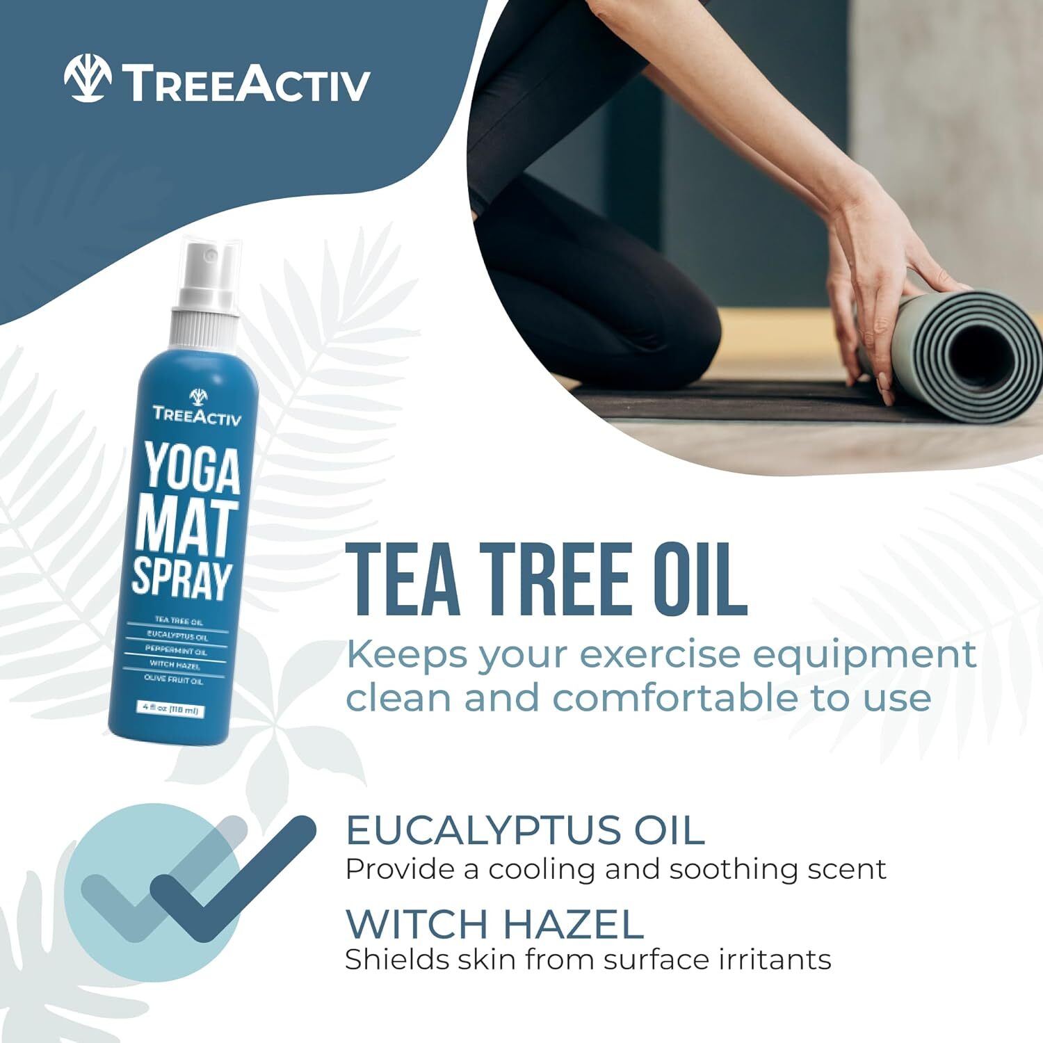 TreeActiv Non-Slip Yoga Mat Spray 4 fl oz, for Mats & Gym Equipment, 1000 Uses