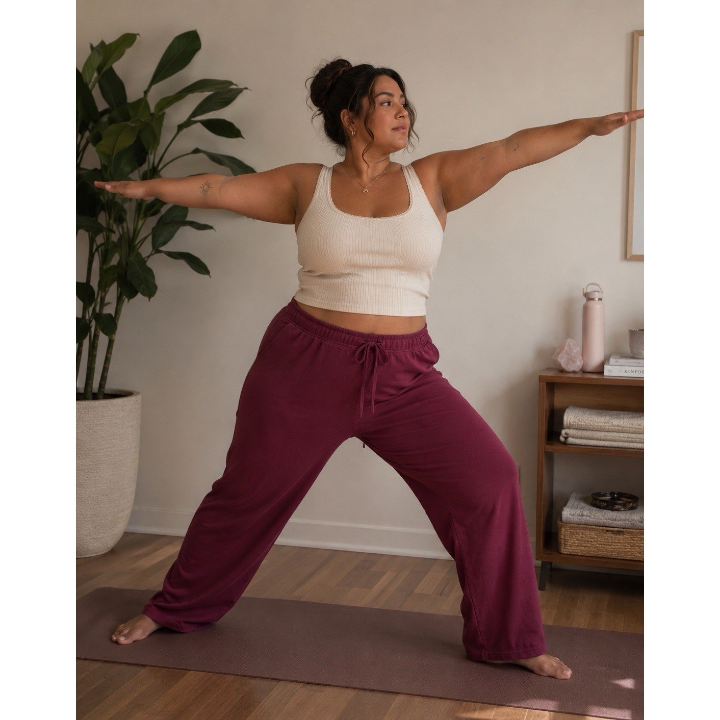 XIEERDUO Japan XL Burgundy Women&rsquo;s Lounge Pants Casual Soft Elastic Waist Yoga