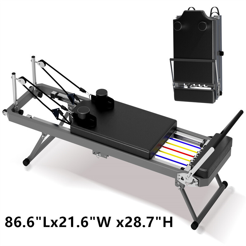 Pilates Reformer Machine Portable Foldable Pilate Machine Bed Exercise Strength