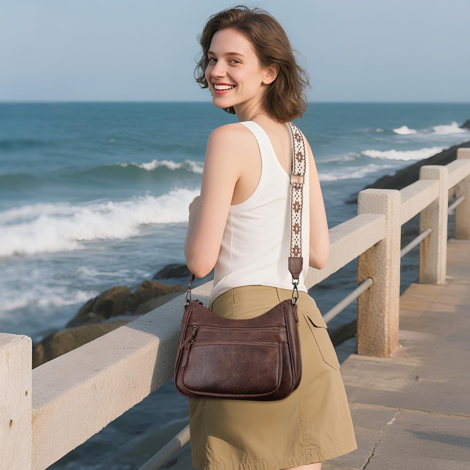 Crossbody Purses for Women Trendy Leather Crossbody Bag,Multi Pocket Shoulder…