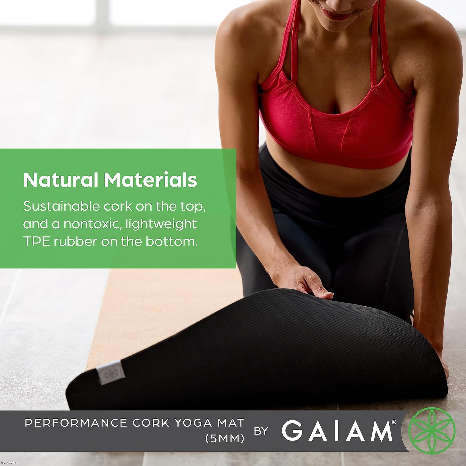 Cork Yoga Exercise Mat | Natural Sustainable Cork Resists Sweat and Odors | Non-