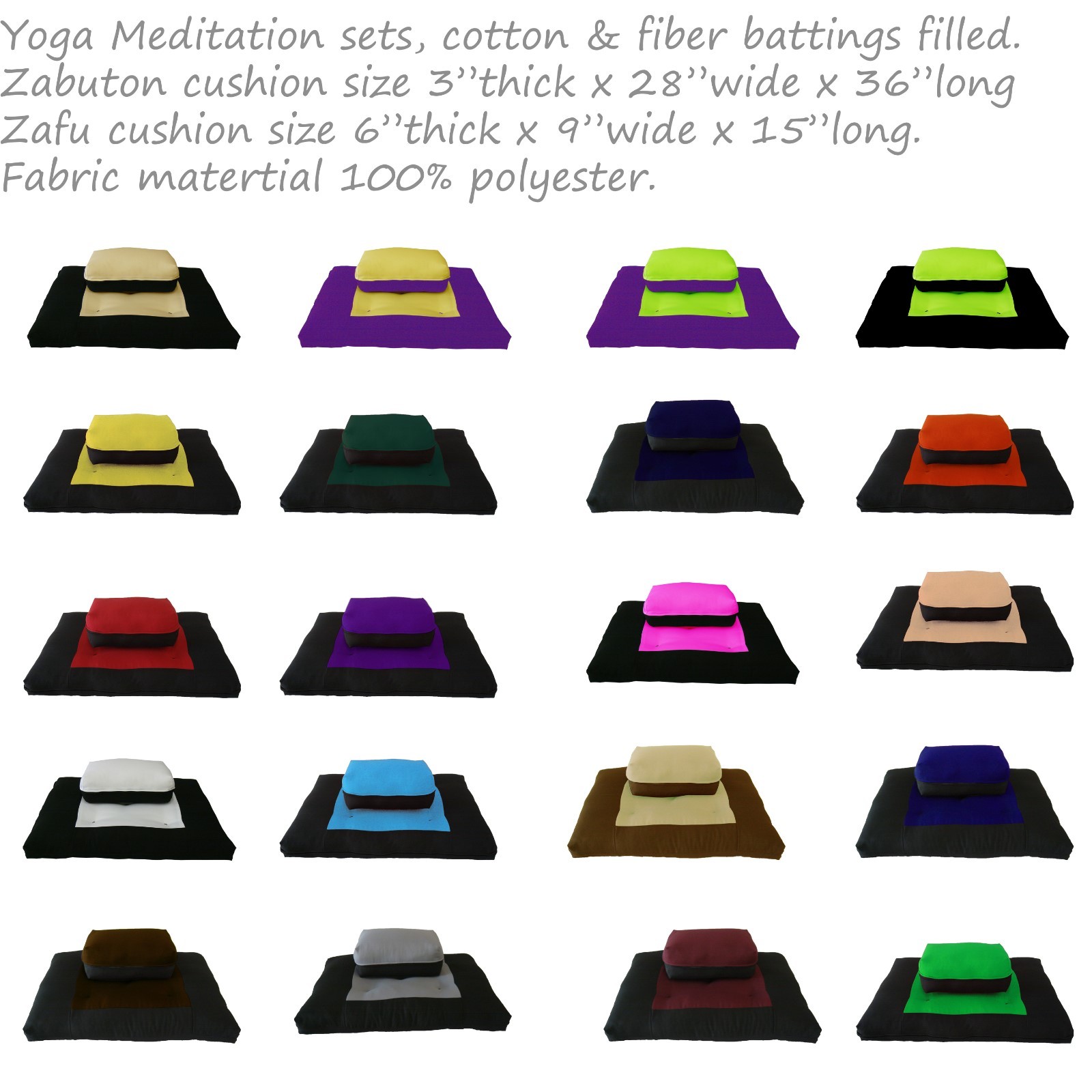 Peach Black Zabuton Zafu, Yoga Meditation Relax, sitting, kneel cushion, seat