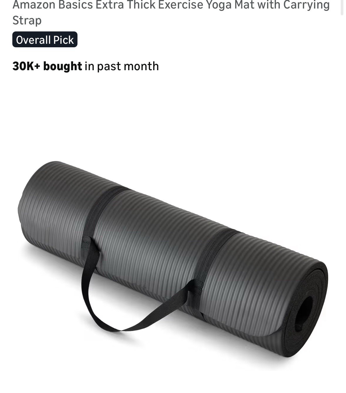 Amazon Basics Extra Thick Exercise Yoga Mat with Carrying Strap