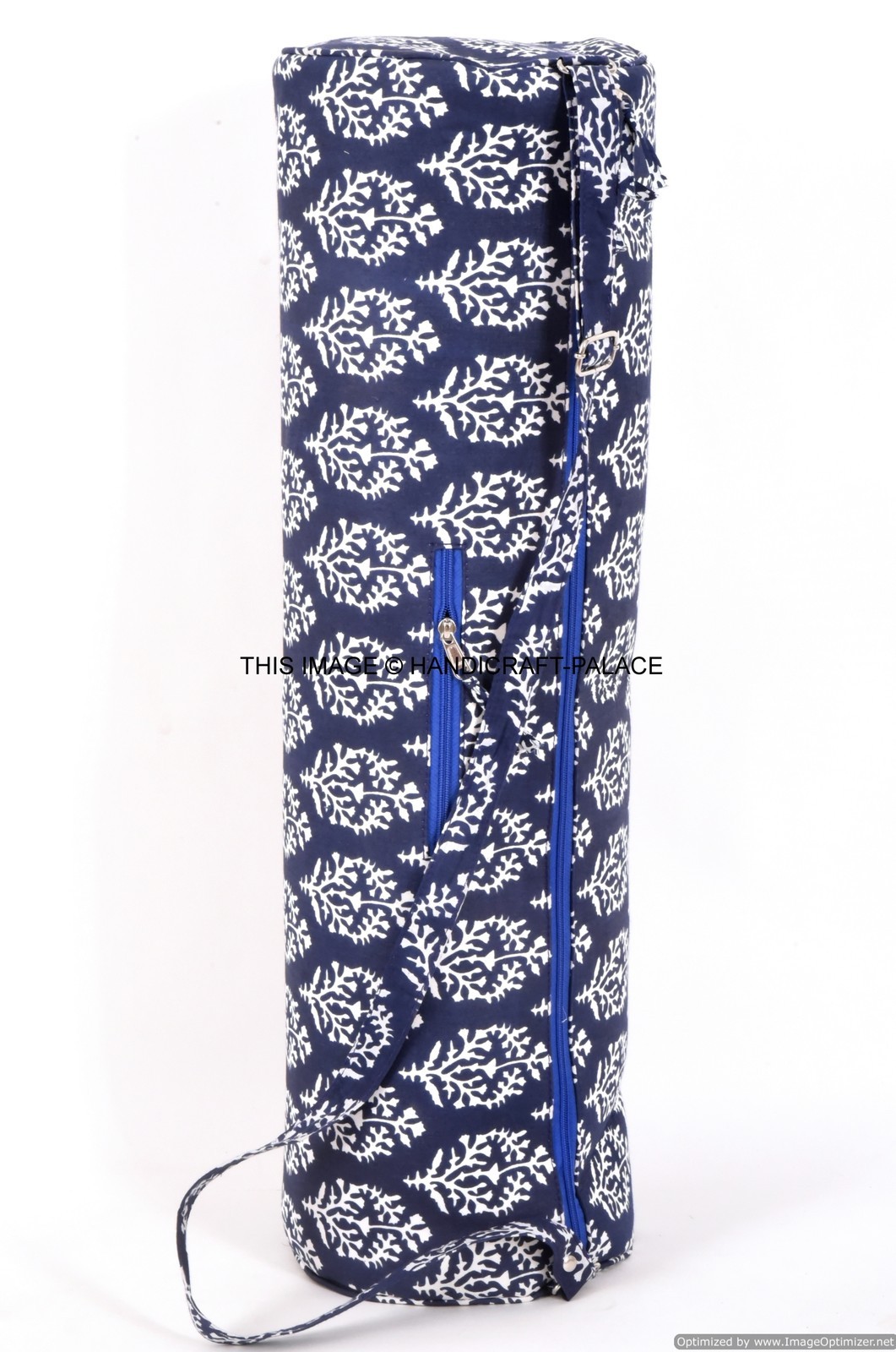 Indian 100%Cotton Floral Design Blue Yoga Bag Cross Body Bag Gym Bag Satchel Bag