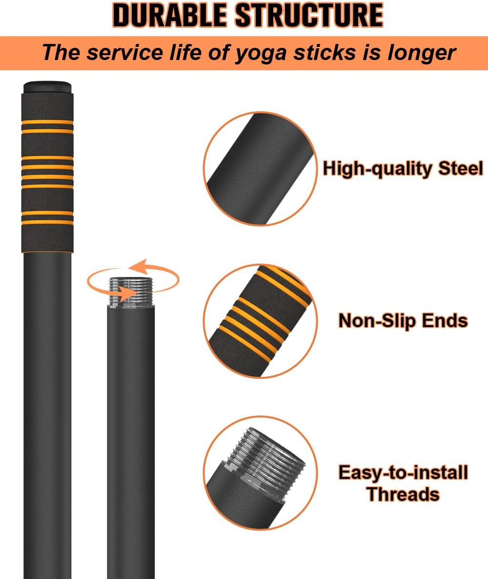 5Ft Yoga Stick – Heavy-Duty Steel Adjustable Stretching Bar for Mobility, Flexib