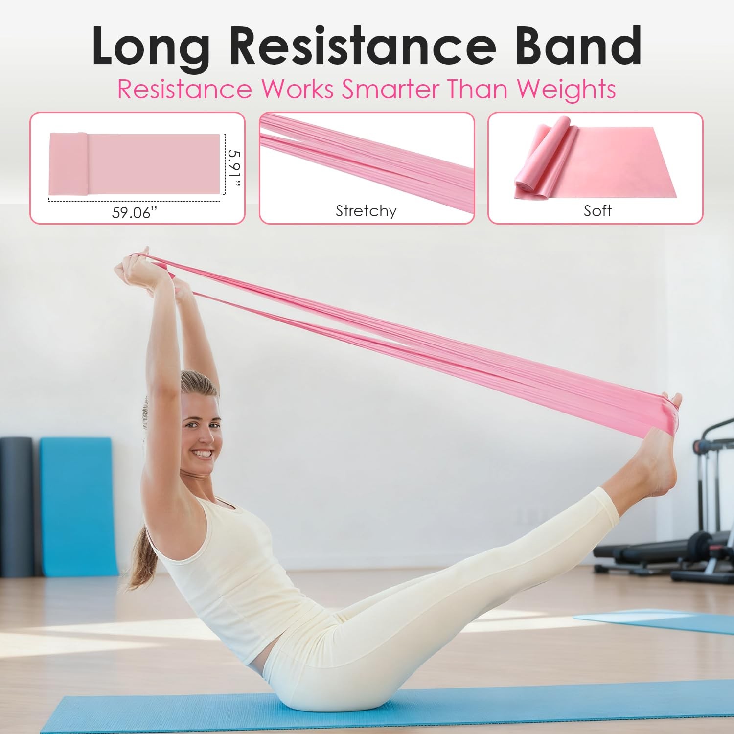 MIELIA 16 PCS Pink Pilates Ring and Ball Set for Women Home Gym, 15-Inch Magi…