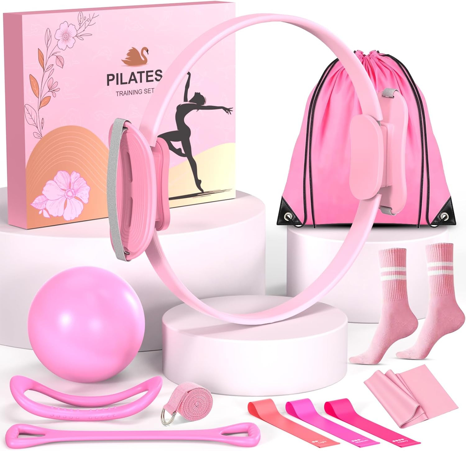Pilates Equipment Set for Women, Pilates Ring and Ball Set with 15&Prime; Magic Circle