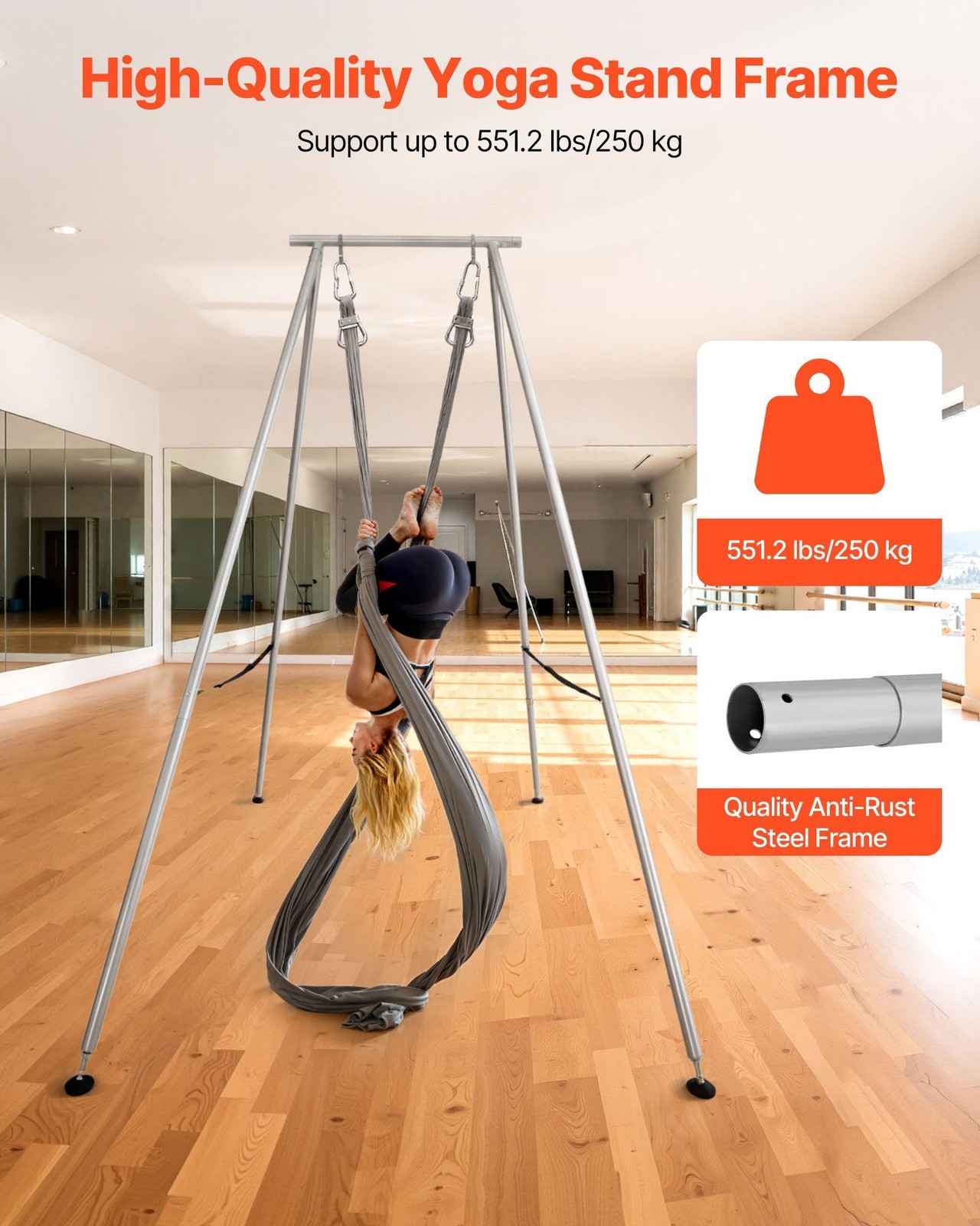 Triangular 9.6ft Aerial Rig Stand, 551lb Support, Non-Slip, Detachable, Compact