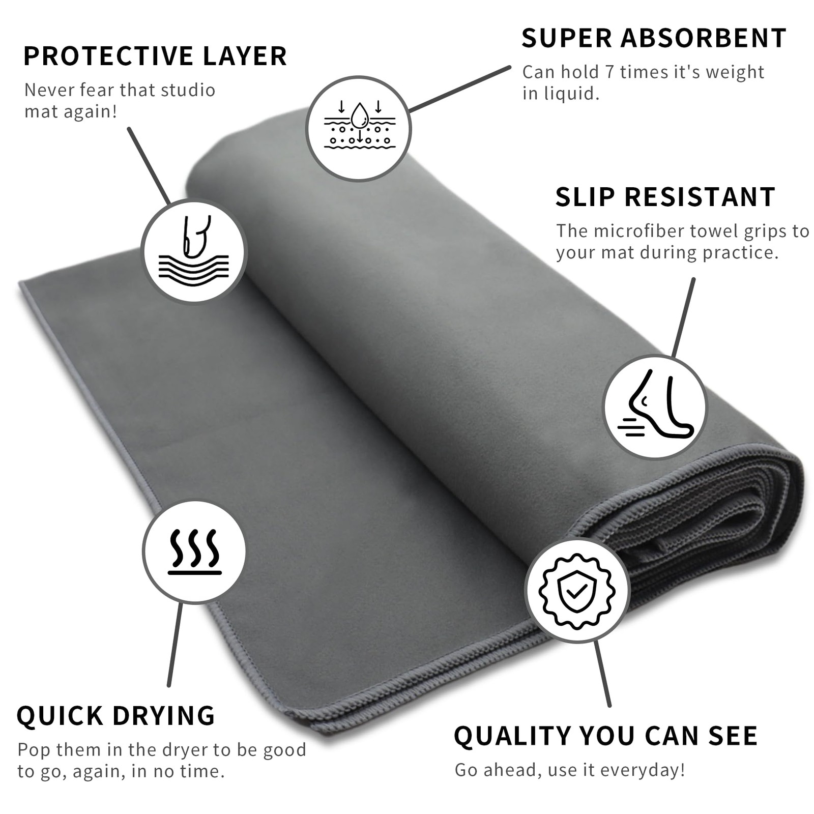 MIAOMIAO Non-Slip Hot Yoga Towel 72 inches x 24.5 inches, Royal Blue