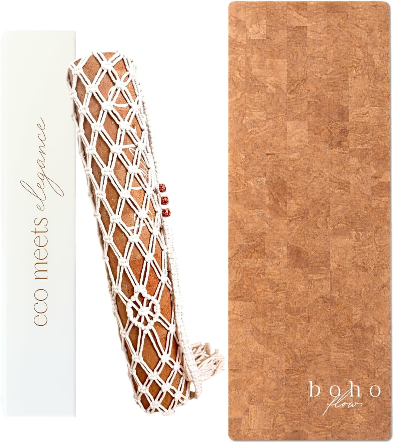 Deluxe Cork Yoga Mat – Gold, Coffee or Vegan Leather Cork Surface & Natural Rubb