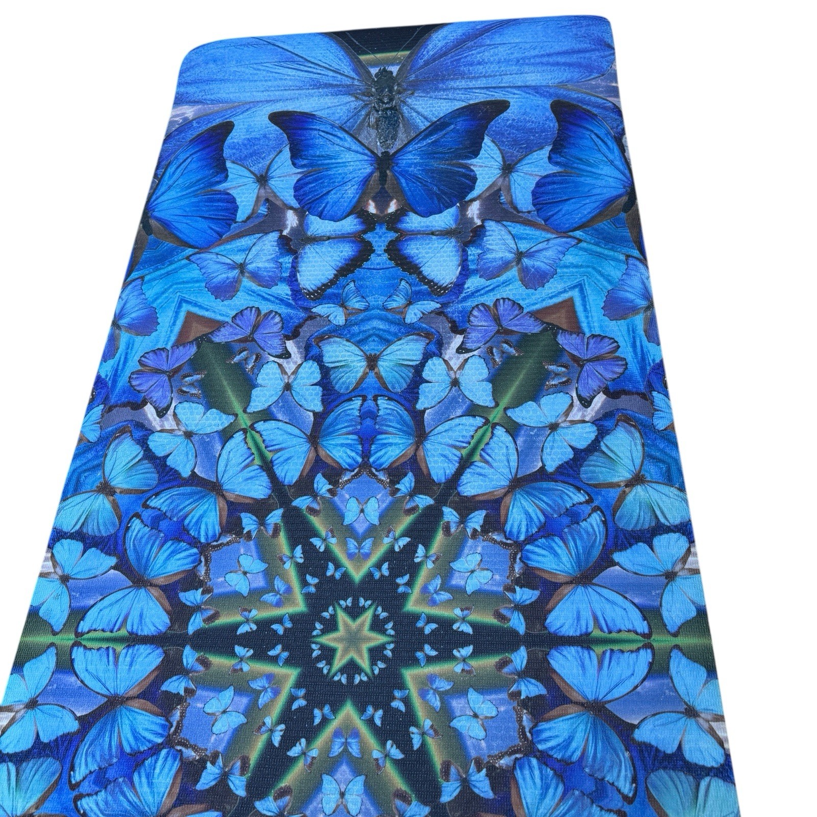 Destiny Blue Butterfly Mandala Yoga Mat Jamila Starwater Art Non Slip Exercise