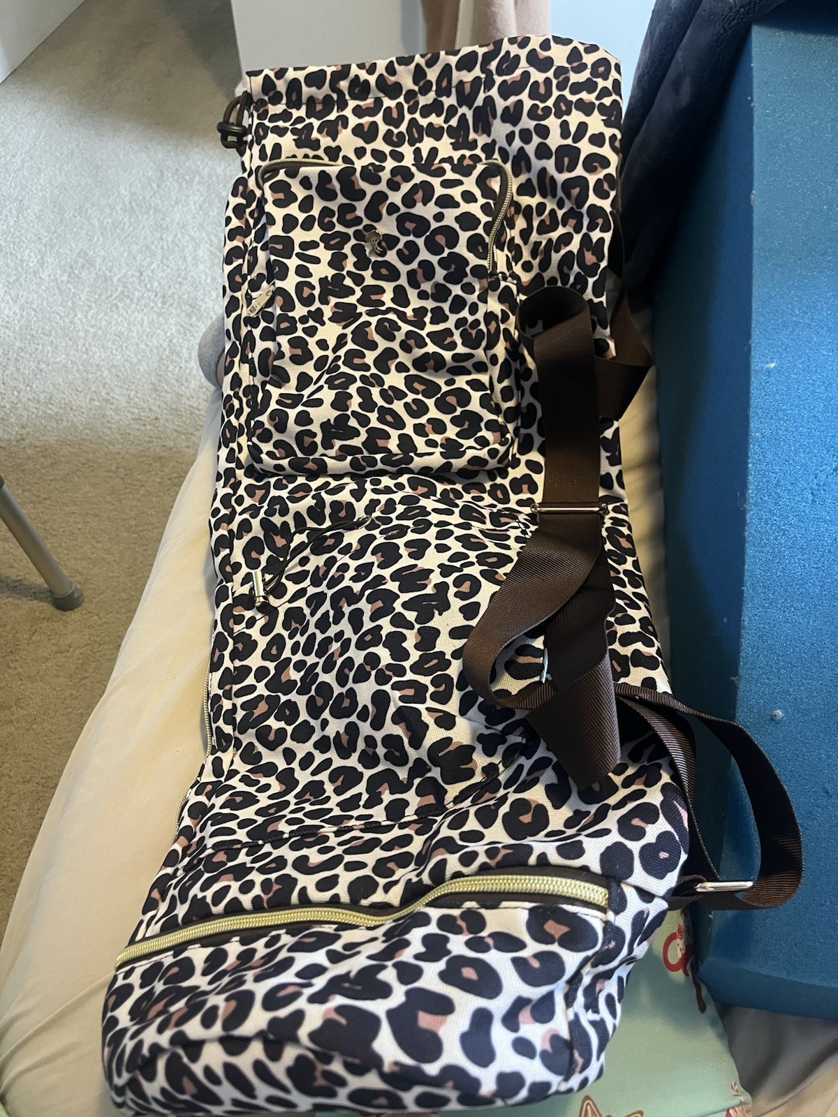 Yoga Mat Bag Carrier Multiple Pockets Leopard Print Large