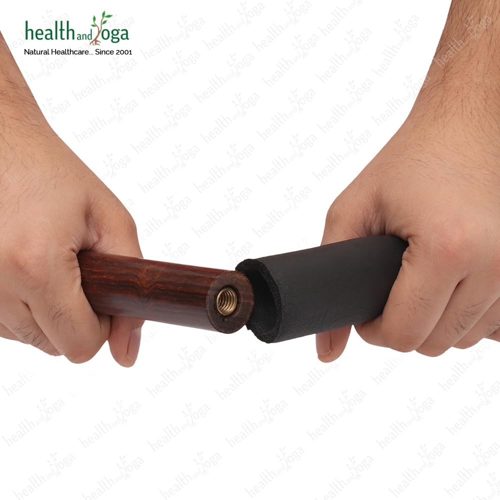 HealthAndYoga™ StretchNHeal Multipurpose Wooden Pranayama Stick with Padded C…