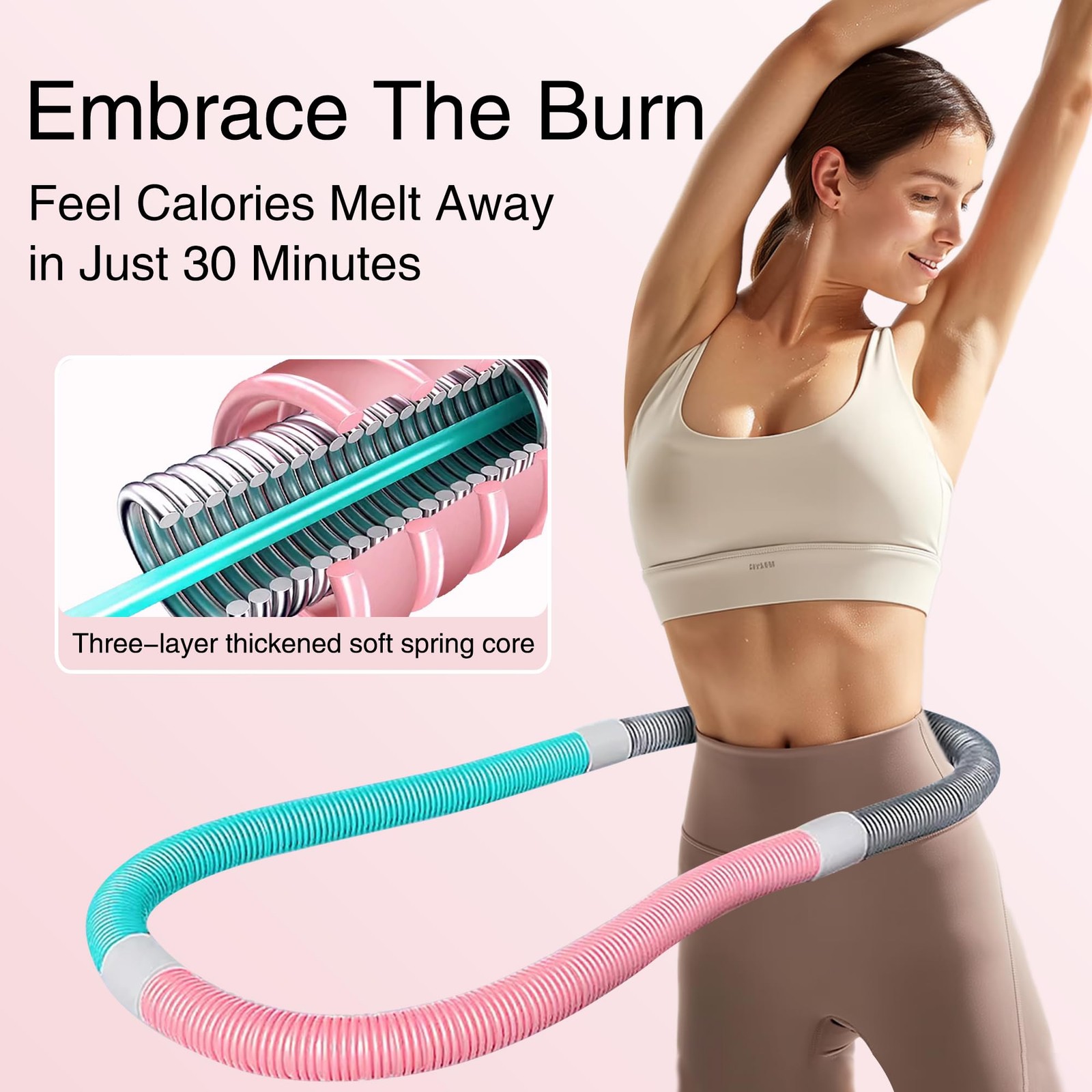 Weighted Soft Spring Hula Hoop for Adults, 3lb Foldable macaron colors