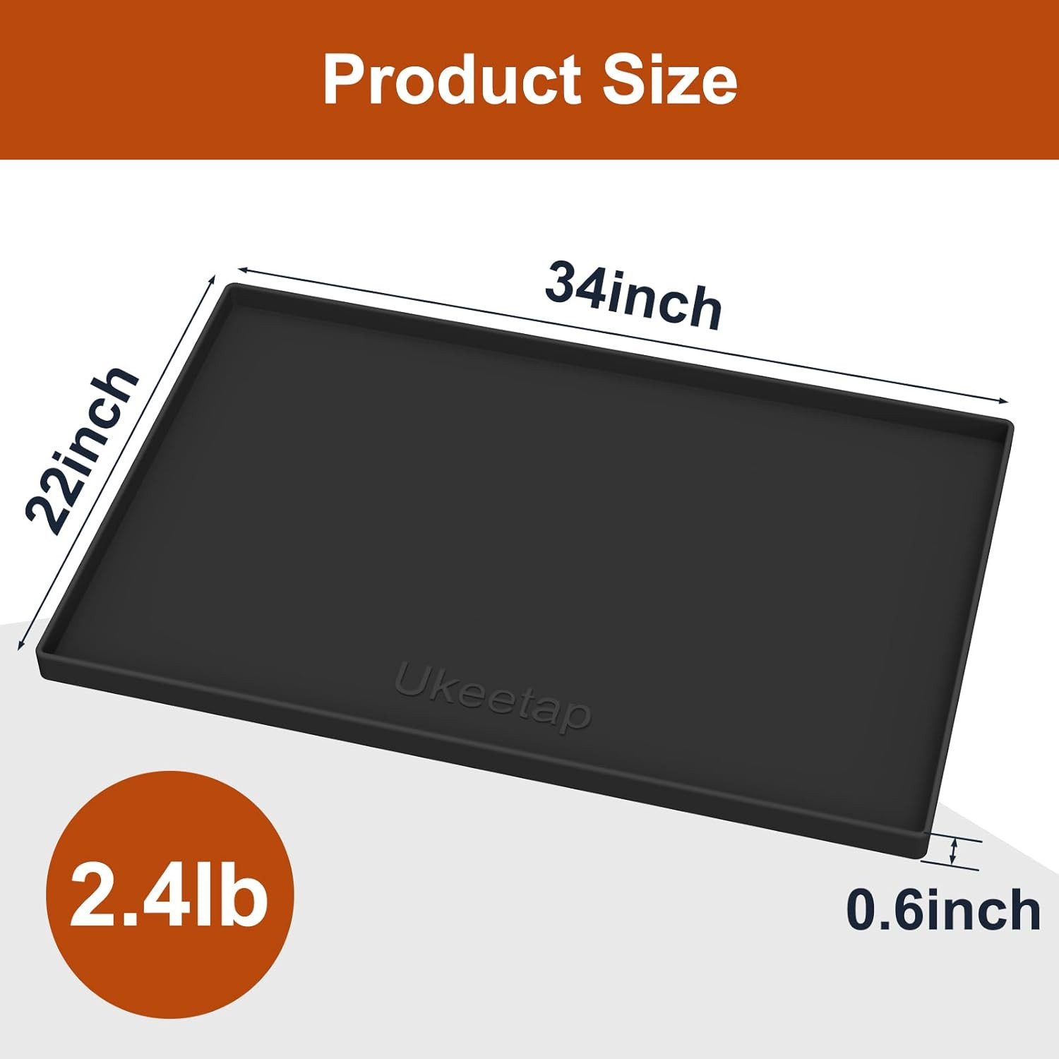 Extra Thick Silicone Mat Waterproof with Raised Edge 34&Prime; X 22&Prime;, under Sink Mat f