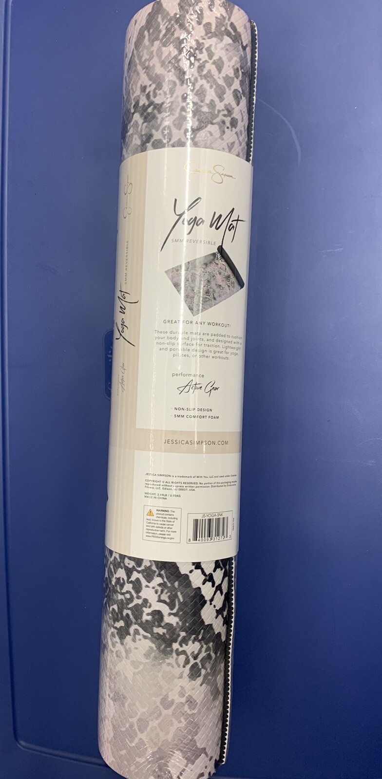Jessica Simpson Yoga Mat 5MM Reversible Comfort Foam with Non-Slip Design.