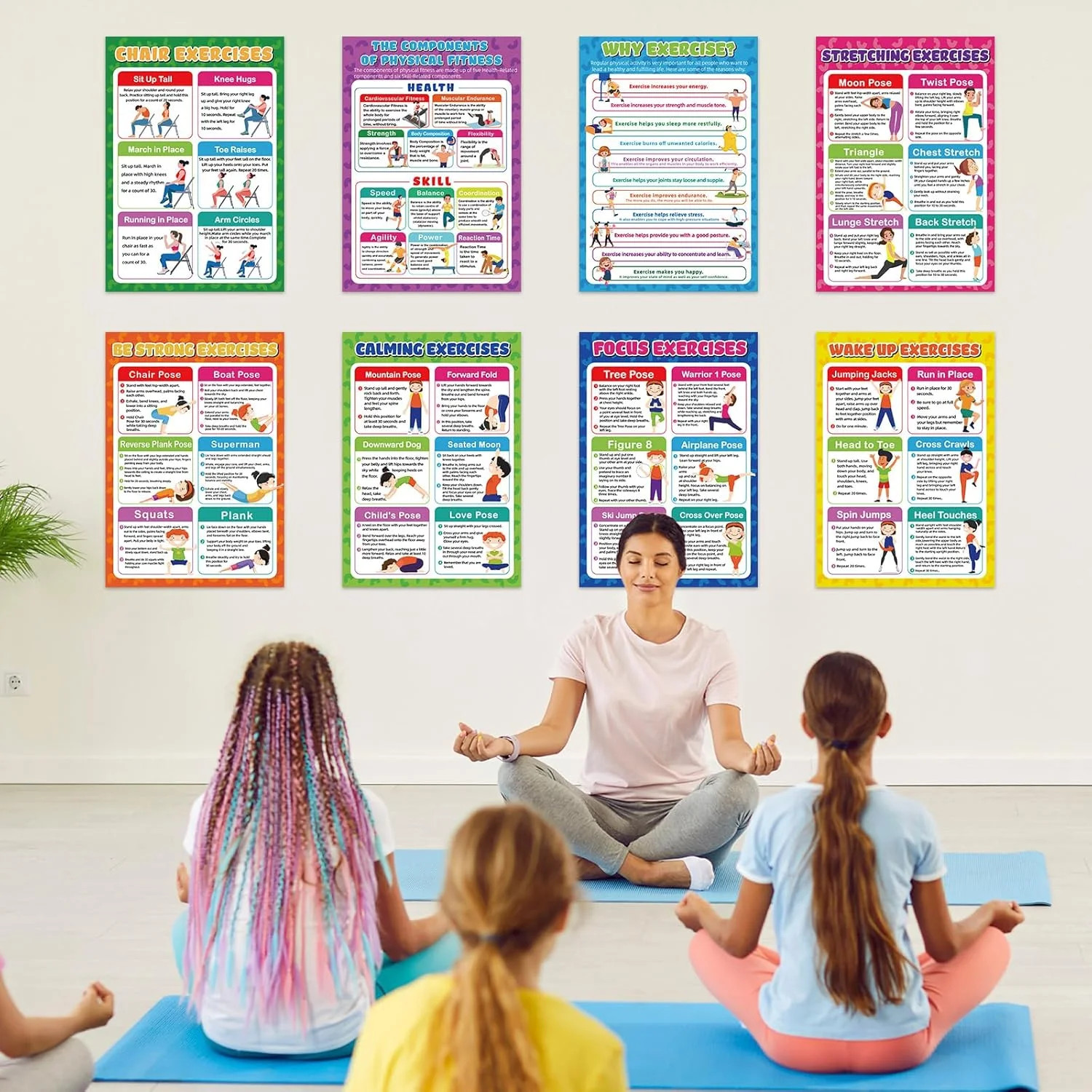 gisgfim Exercise Posters Stretching Yoga Workout Poster Physical Educational Fit
